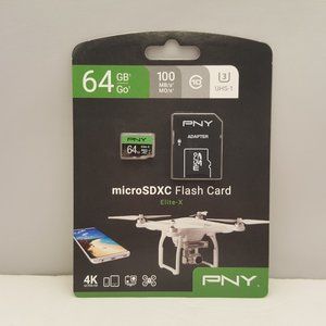 PNY 64GB Elite-X Class 10 micro SDXC UHS-I Card w/ SD Adapter 100 MB/s